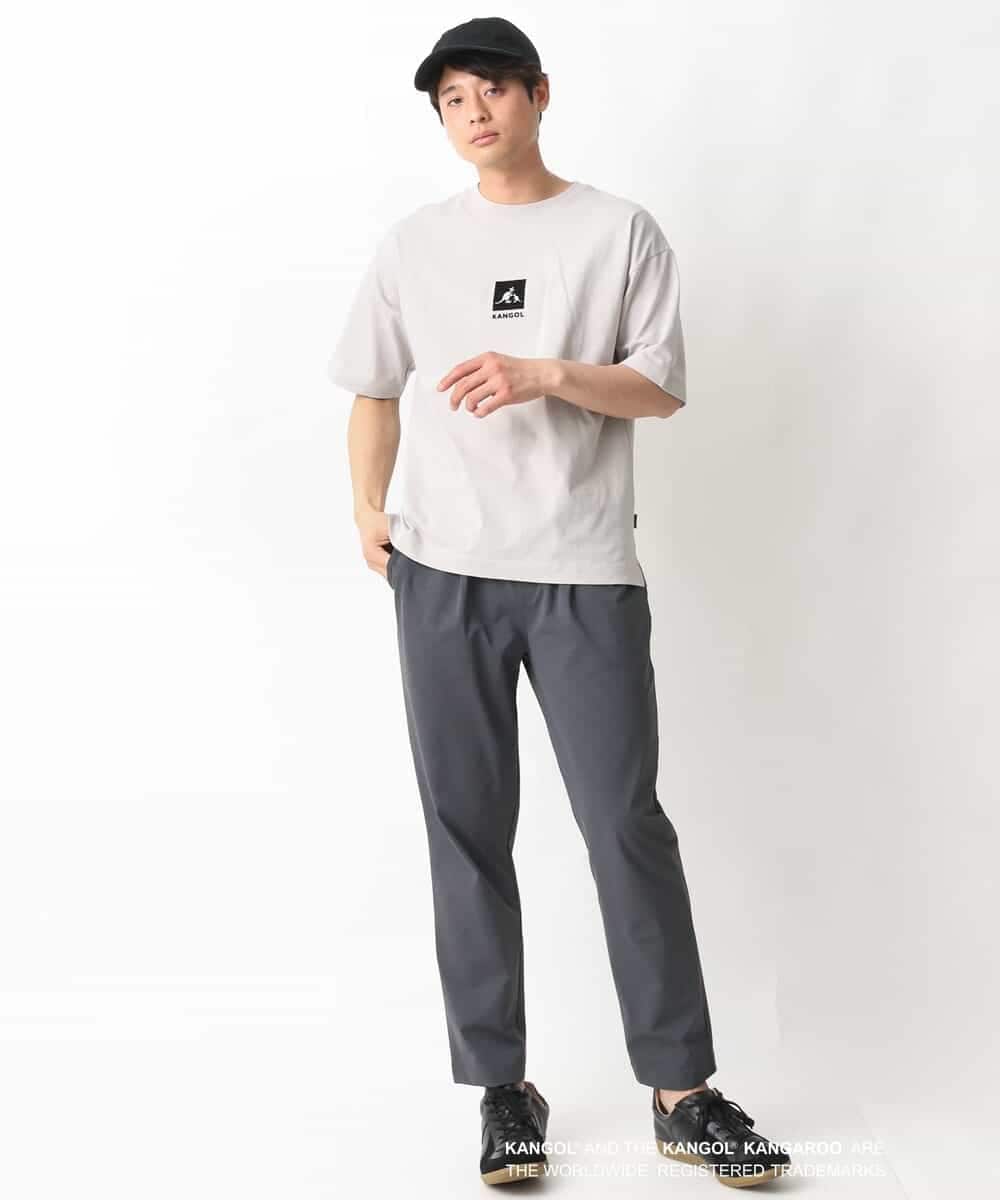 KHKGV16059 a.v.v MEN(アー・ヴェ・ヴェ) 【KANGOL】スクエアプリントワイドシルエットTシャツ ライトグレー
