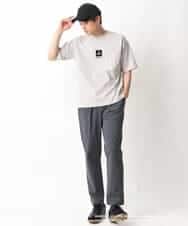 KHKGV16059 a.v.v MEN(アー・ヴェ・ヴェ) 【KANGOL】スクエアプリントワイドシルエットTシャツ ライトグレー