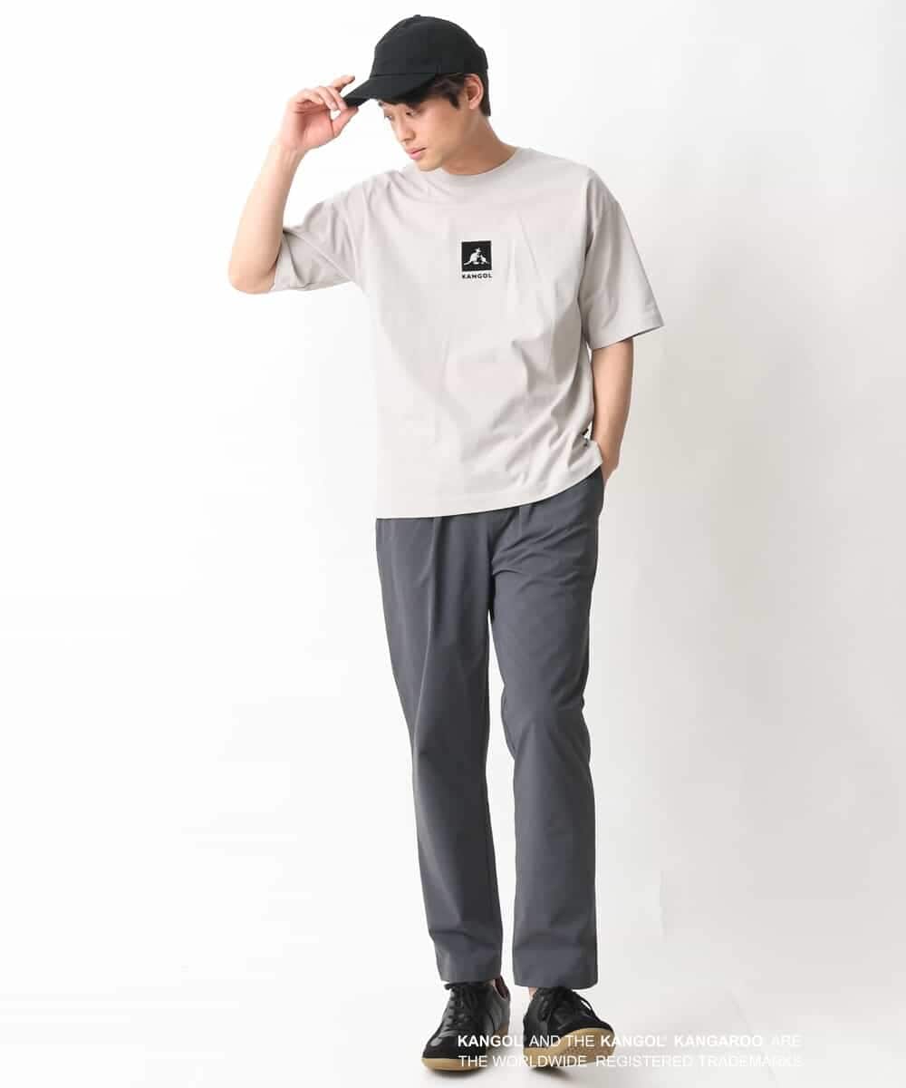 KHKGV16059 a.v.v MEN(アー・ヴェ・ヴェ) 【KANGOL】スクエアプリントワイドシルエットTシャツ ライトグレー
