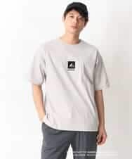 KHKGV16059 a.v.v MEN(アー・ヴェ・ヴェ) 【KANGOL】スクエアプリントワイドシルエットTシャツ ライトグレー