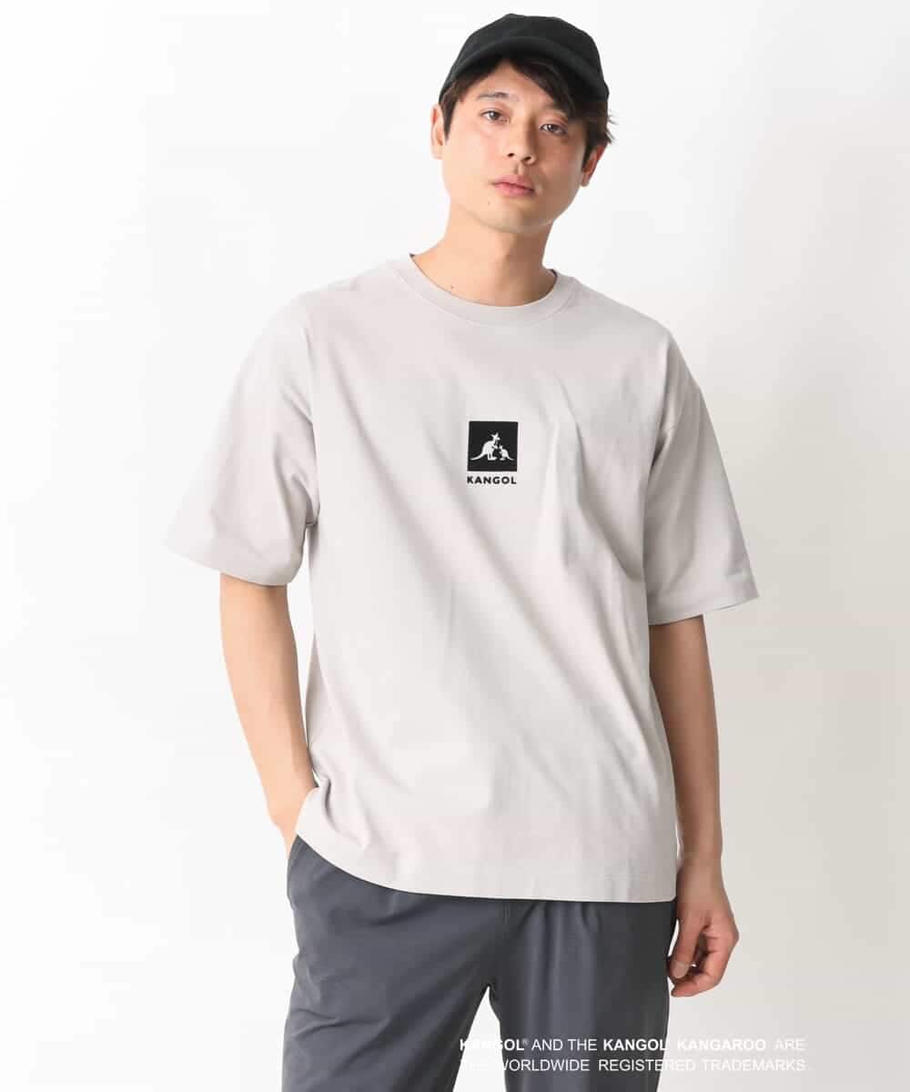 KHKGV16059 a.v.v MEN(アー・ヴェ・ヴェ) 【KANGOL】スクエアプリントワイドシルエットTシャツ ライトグレー