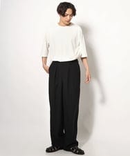 KHKGV24034 a.v.v MEN(アー・ヴェ・ヴェ) 【イージーケア】ポンチワイドシルエットTシャツ 5分袖 ブラック