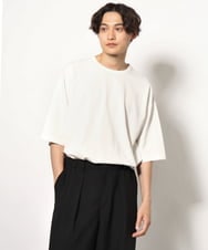 KHKGV24034 a.v.v MEN(アー・ヴェ・ヴェ) 【イージーケア】ポンチワイドシルエットTシャツ 5分袖 ブラック
