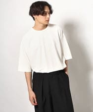 KHKGV24034 a.v.v MEN(アー・ヴェ・ヴェ) 【イージーケア】ポンチワイドシルエットTシャツ 5分袖 ブラック