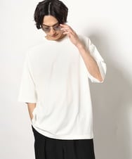 KHKGV24034 a.v.v MEN(アー・ヴェ・ヴェ) 【イージーケア】ポンチワイドシルエットTシャツ 5分袖 ブラック