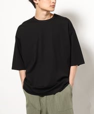 KHKGV24034 a.v.v MEN(アー・ヴェ・ヴェ) 【イージーケア】ポンチワイドシルエットTシャツ 5分袖 ブラック