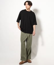 KHKGV24034 a.v.v MEN(アー・ヴェ・ヴェ) 【イージーケア】ポンチワイドシルエットTシャツ 5分袖 ブラック