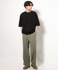 KHKGV24034 a.v.v MEN(アー・ヴェ・ヴェ) 【接触冷感】ポンチワイドシルエットTシャツ 5分袖 ブラック