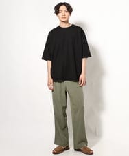 KHKGV24034 a.v.v MEN(アー・ヴェ・ヴェ) 【接触冷感】ポンチワイドシルエットTシャツ 5分袖 ブラック