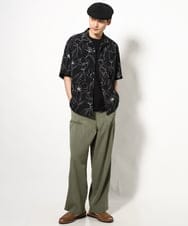 KHKGV24034 a.v.v MEN(アー・ヴェ・ヴェ) 【イージーケア】ポンチワイドシルエットTシャツ 5分袖 ブラック