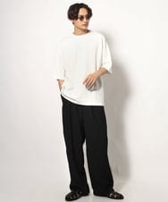 KHKGV24034 a.v.v MEN(アー・ヴェ・ヴェ) 【接触冷感】ポンチワイドシルエットTシャツ 5分袖 ブラック