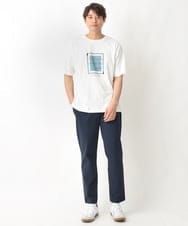 KHKGV25034 a.v.v MEN(アー・ヴェ・ヴェ) 【接触冷感】スクエアプリントセミワイドシルエットTシャツ ライトブルー