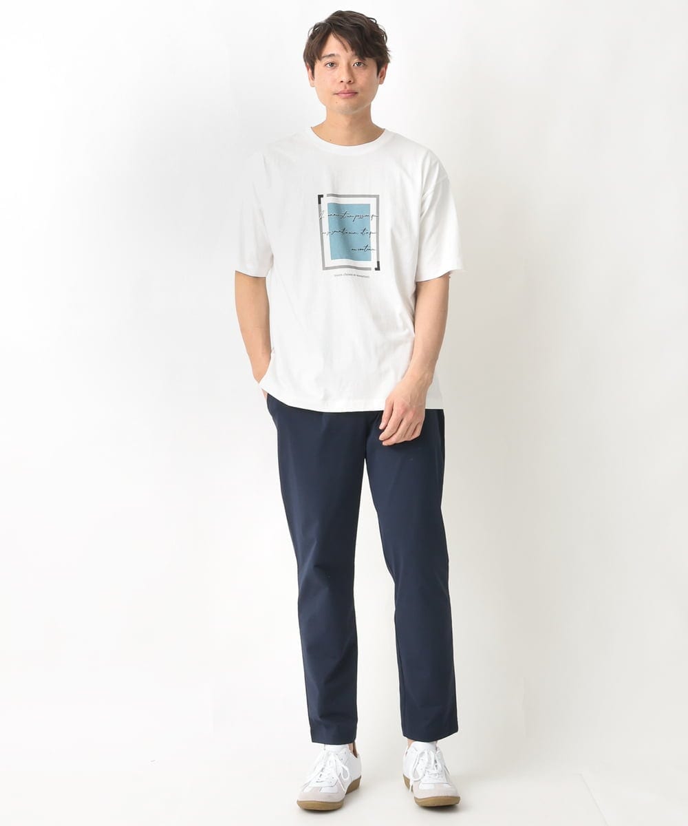 KHKGV25034 a.v.v MEN(アー・ヴェ・ヴェ) 【定番アイテム】スクエアプリントセミワイドシルエットTシャツ ライトブルー