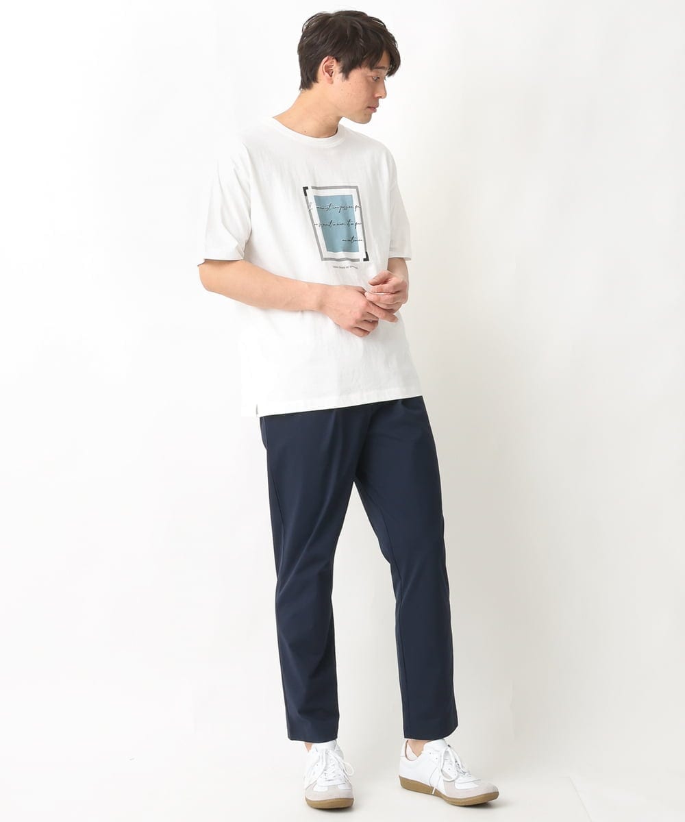 KHKGV25034 a.v.v MEN(アー・ヴェ・ヴェ) 【定番アイテム】スクエアプリントセミワイドシルエットTシャツ ライトブルー