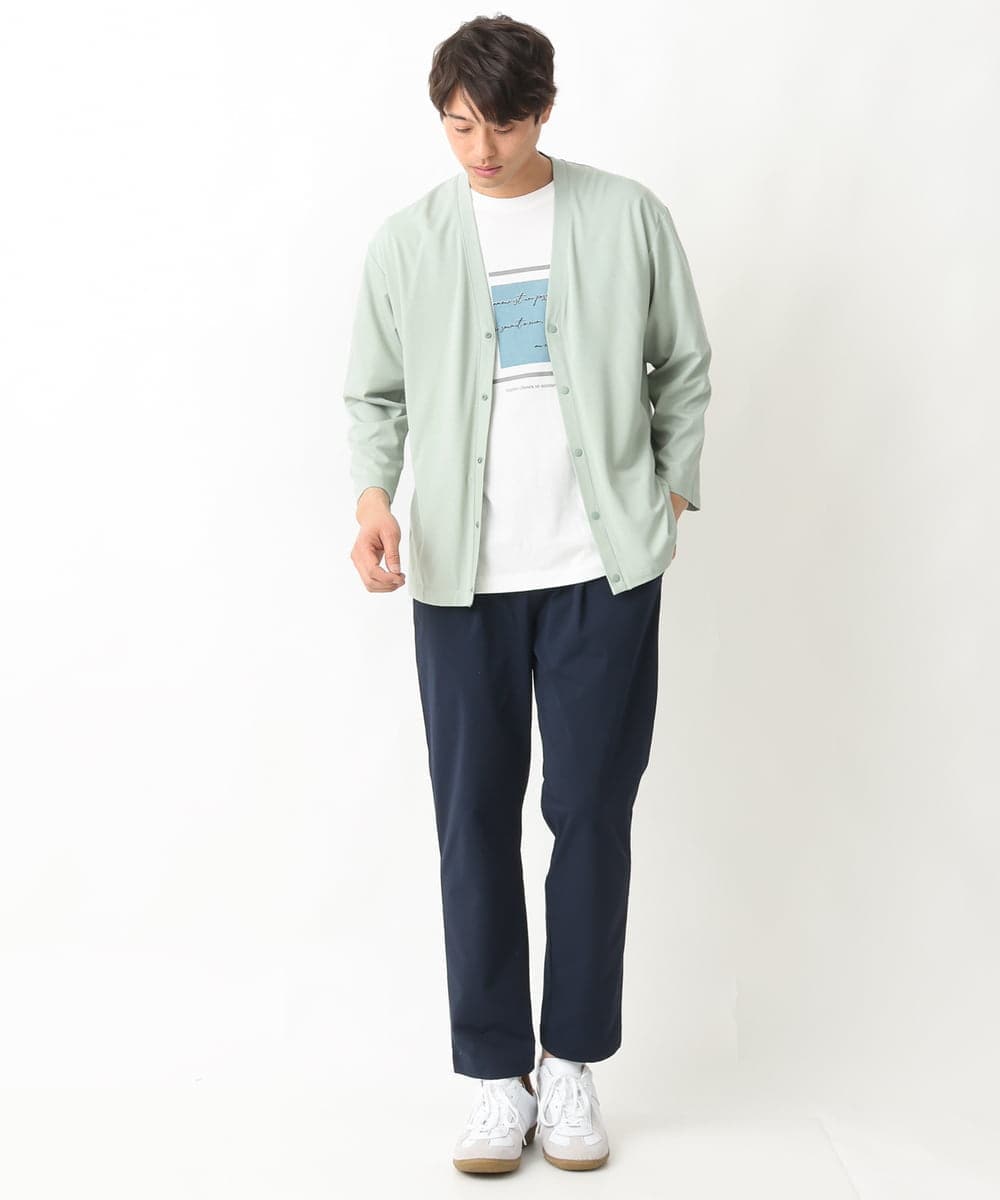 KHKGV25034 a.v.v MEN(アー・ヴェ・ヴェ) 【定番アイテム】スクエアプリントセミワイドシルエットTシャツ ライトブルー