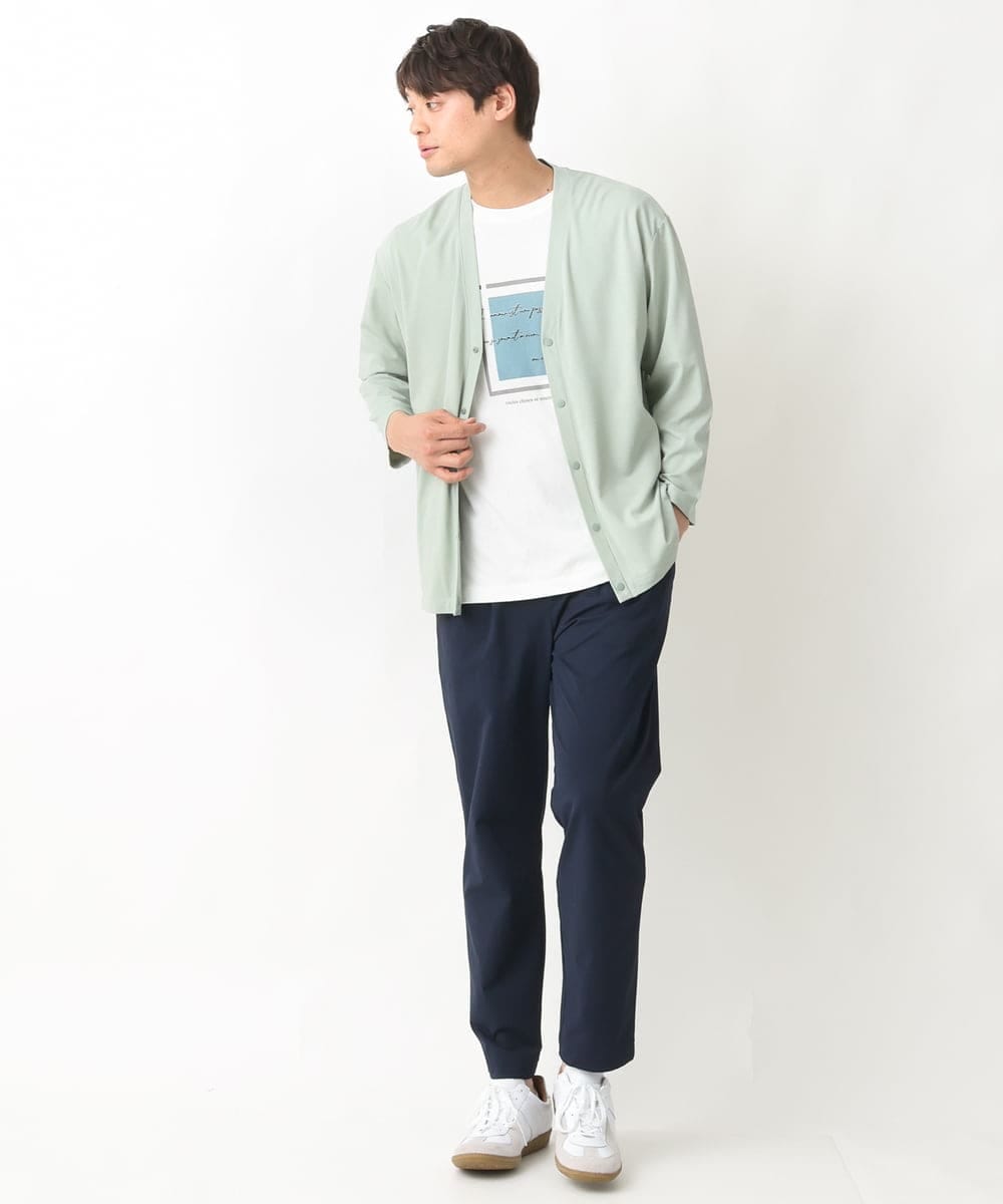 KHKGV25034 a.v.v MEN(アー・ヴェ・ヴェ) 【定番アイテム】スクエアプリントセミワイドシルエットTシャツ ライトブルー
