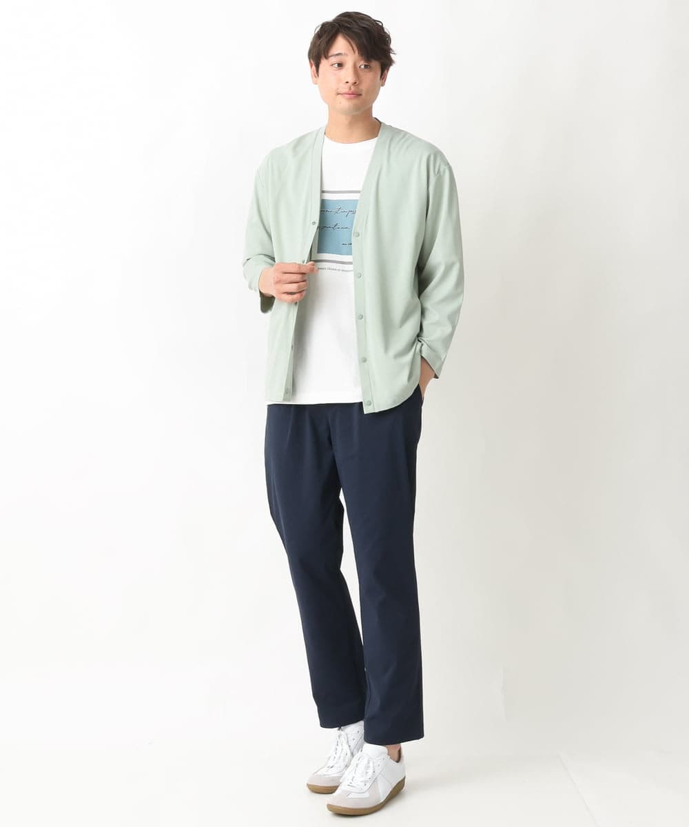 KHKGV25034 a.v.v MEN(アー・ヴェ・ヴェ) 【定番アイテム】スクエアプリントセミワイドシルエットTシャツ ライトブルー