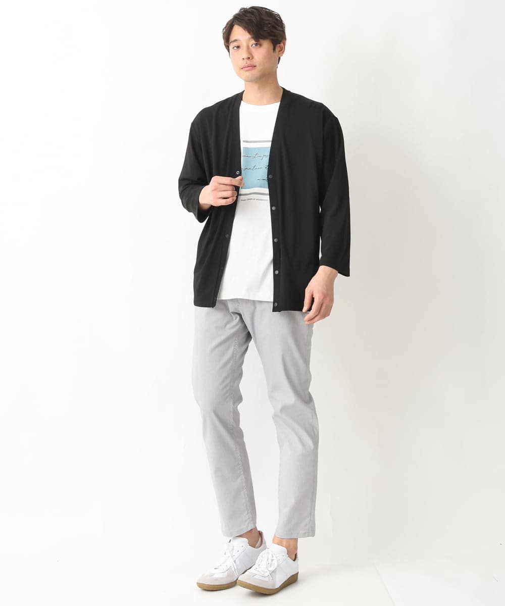 KHKGV25034 a.v.v MEN(アー・ヴェ・ヴェ) 【定番アイテム】スクエアプリントセミワイドシルエットTシャツ ライトブルー