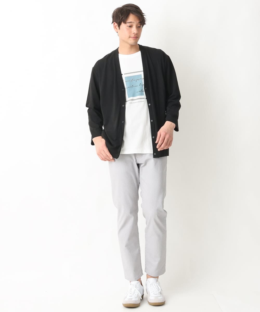 KHKGV25034 a.v.v MEN(アー・ヴェ・ヴェ) 【定番アイテム】スクエアプリントセミワイドシルエットTシャツ ライトブルー