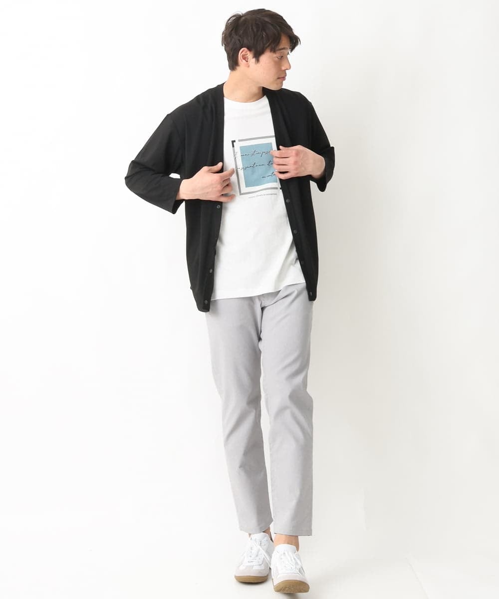 KHKGV25034 a.v.v MEN(アー・ヴェ・ヴェ) 【定番アイテム】スクエアプリントセミワイドシルエットTシャツ ライトブルー