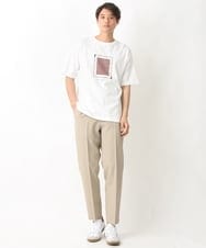 KHKGV25034 a.v.v MEN(アー・ヴェ・ヴェ) 【接触冷感】スクエアプリントセミワイドシルエットTシャツ ライトブルー