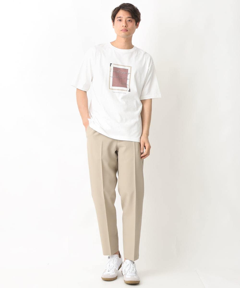 KHKGV25034 a.v.v MEN(アー・ヴェ・ヴェ) 【定番アイテム】スクエアプリントセミワイドシルエットTシャツ ライトブルー