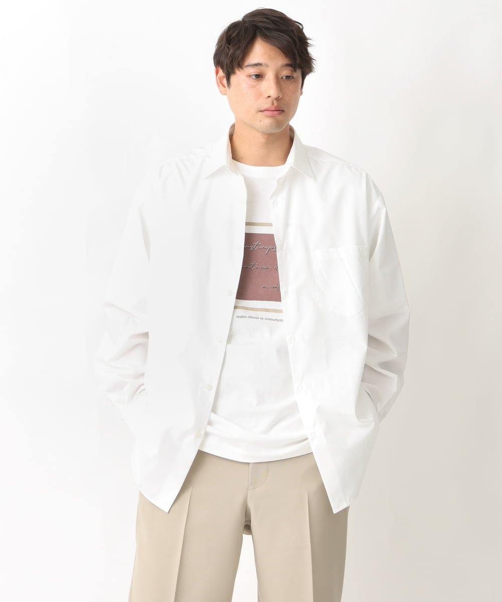 KHKGV25034 a.v.v MEN(アー・ヴェ・ヴェ) 【定番アイテム】スクエアプリントセミワイドシルエットTシャツ ライトブルー