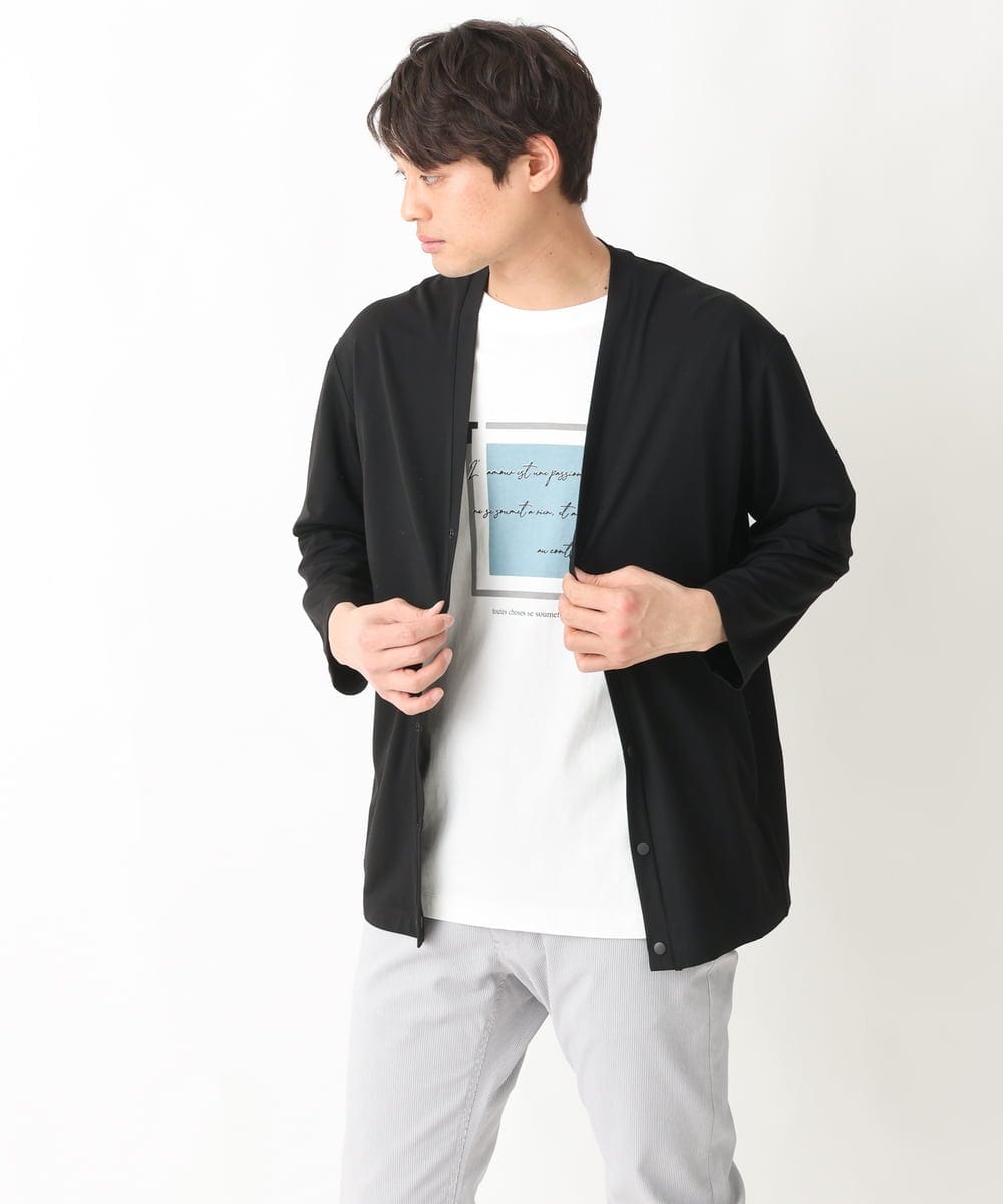 KHKGV25034 a.v.v MEN(アー・ヴェ・ヴェ) 【定番アイテム】スクエアプリントセミワイドシルエットTシャツ ライトブルー