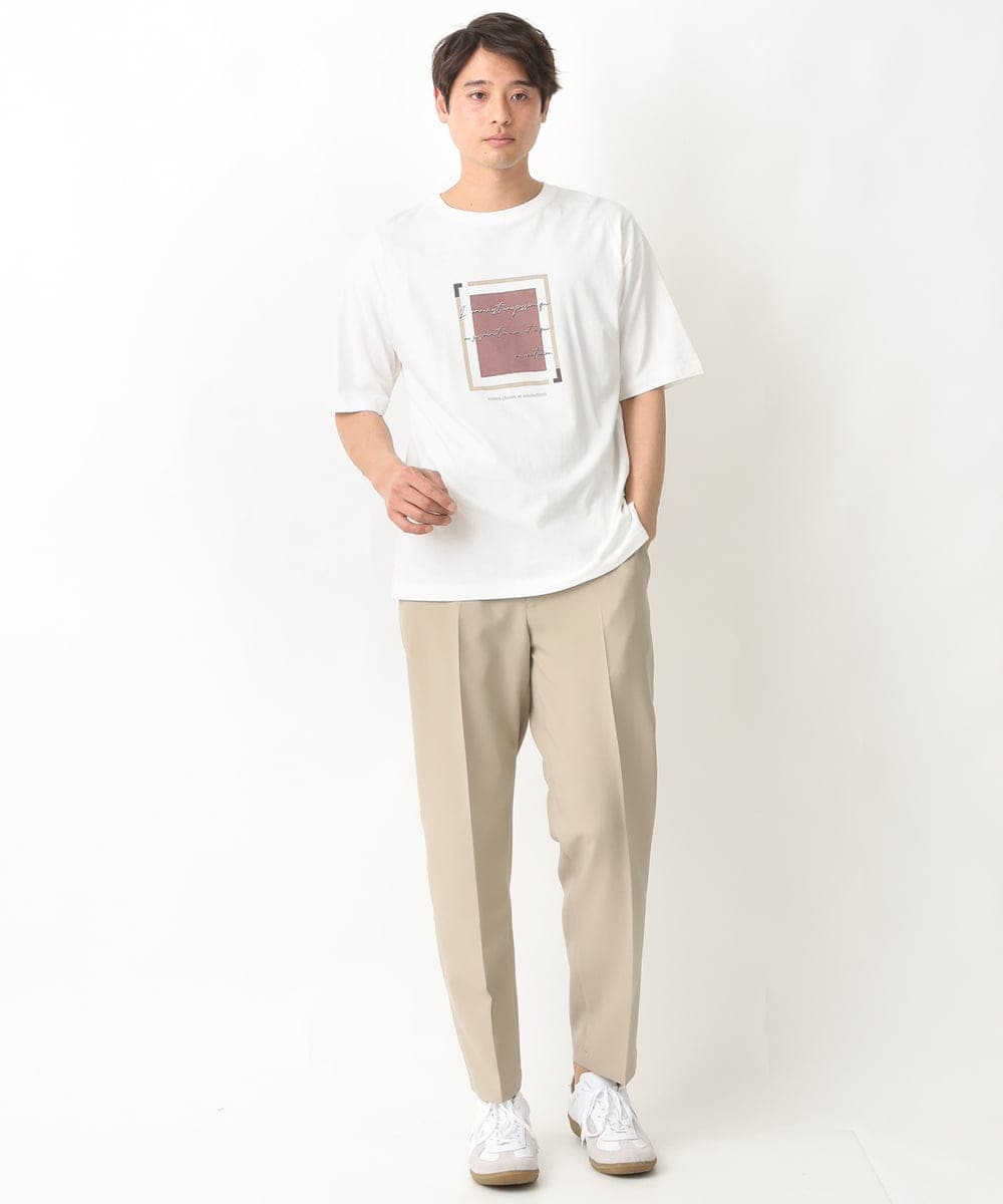 KHKGV25034 a.v.v MEN(アー・ヴェ・ヴェ) 【定番アイテム】スクエアプリントセミワイドシルエットTシャツ ライトブルー