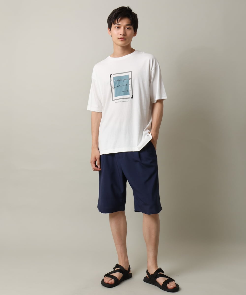KHKGV25034 a.v.v MEN(アー・ヴェ・ヴェ) 【定番アイテム】スクエアプリントセミワイドシルエットTシャツ ライトブルー