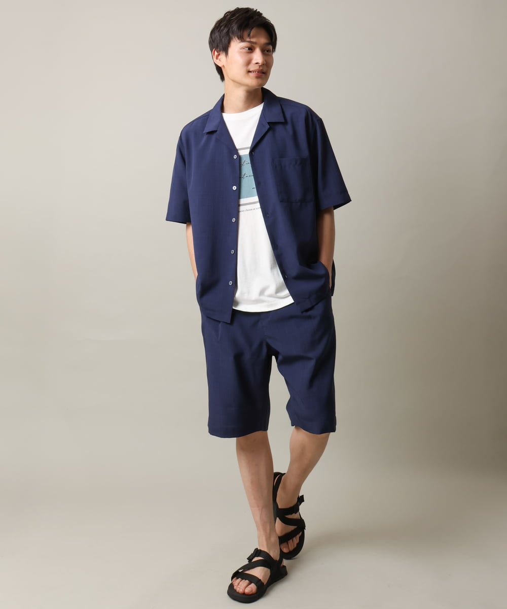 KHKGV25034 a.v.v MEN(アー・ヴェ・ヴェ) 【定番アイテム】スクエアプリントセミワイドシルエットTシャツ ライトブルー