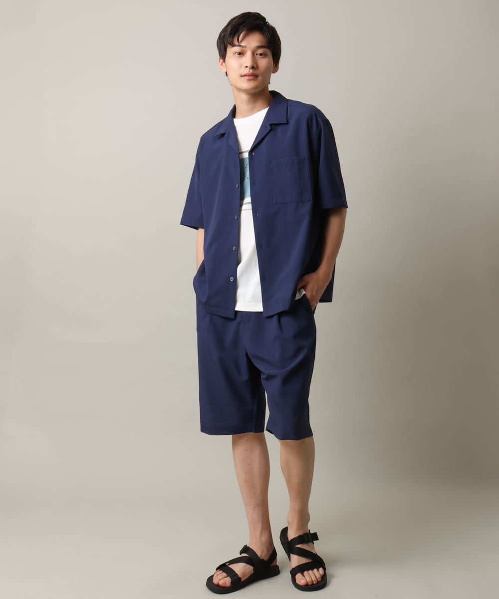 KHKGV25034 a.v.v MEN(アー・ヴェ・ヴェ) 【定番アイテム】スクエアプリントセミワイドシルエットTシャツ ライトブルー