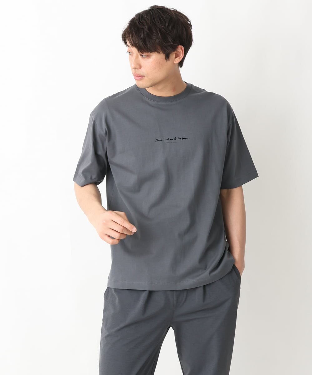 KHKGV29029 a.v.v MEN(アー・ヴェ・ヴェ) 【接触冷感】ミニロゴセミワイドシルエットTシャツ ホワイト