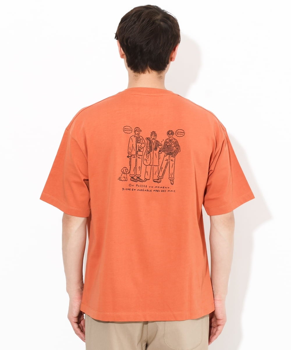 KHKGV30044 a.v.v MEN(アー・ヴェ・ヴェ) 【ucaU×a.v.vコラボ】プリントワイドシルエットTシャツ オレンジ