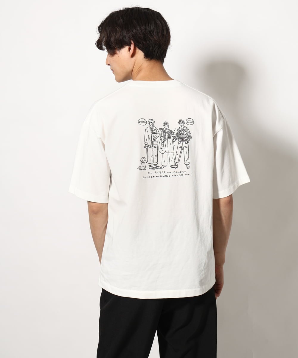 KHKGV30044 a.v.v MEN(アー・ヴェ・ヴェ) 【ucaU×a.v.vコラボ】プリントワイドシルエットTシャツ オレンジ