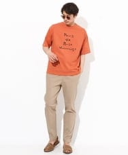 KHKGV30044 a.v.v MEN(アー・ヴェ・ヴェ) 【ucaU×a.v.vコラボ】プリントワイドシルエットTシャツ オレンジ