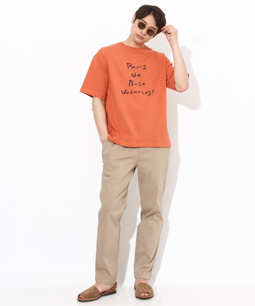 KHKGV30044 a.v.v MEN(アー・ヴェ・ヴェ) 【ucaU×a.v.vコラボ】プリントワイドシルエットTシャツ オレンジ