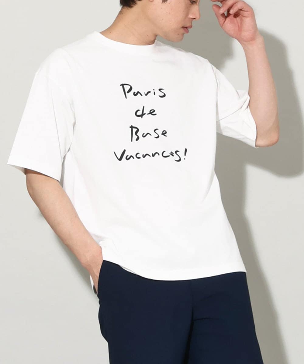 KHKGV30044 a.v.v MEN(アー・ヴェ・ヴェ) 【ucaU×a.v.vコラボ】プリントワイドシルエットTシャツ ホワイト