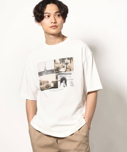 KHKGV32044  【接触冷感】PARISフォトプリントワイドシルエットTシャツ