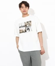 KHKGV32044 a.v.v MEN(アー・ヴェ・ヴェ) 【接触冷感】PARISフォトプリントワイドシルエットTシャツ ホワイト