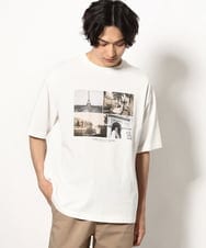 KHKGV32044 a.v.v MEN(アー・ヴェ・ヴェ) 【接触冷感】PARISフォトプリントワイドシルエットTシャツ ホワイト