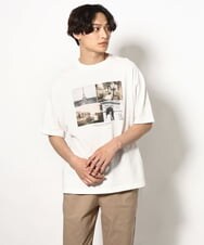 KHKGV32044 a.v.v MEN(アー・ヴェ・ヴェ) 【接触冷感】PARISフォトプリントワイドシルエットTシャツ ホワイト