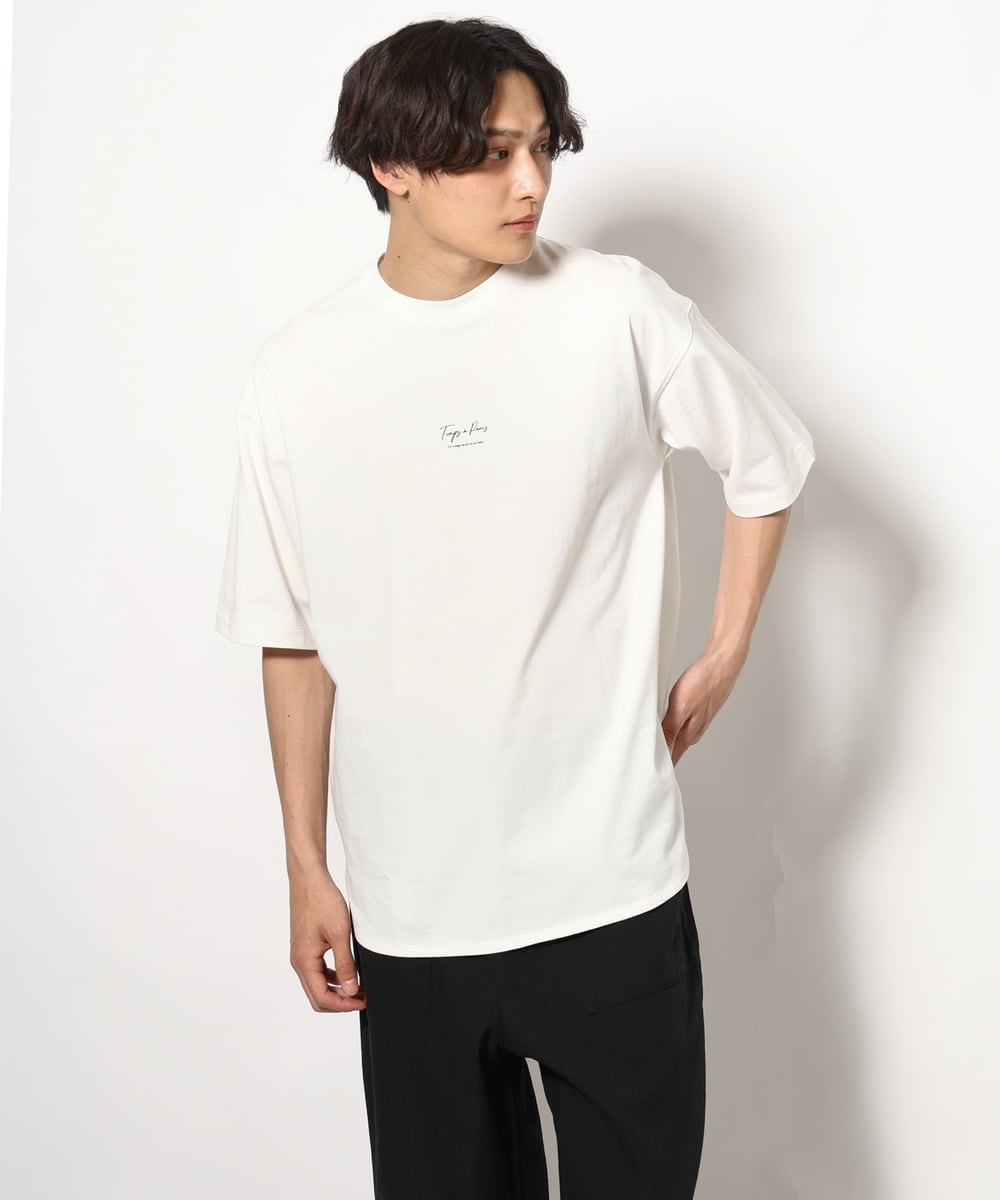 KHKGV33044 a.v.v MEN(アー・ヴェ・ヴェ) 【接触冷感】PARISフォト バックプリントロングシルエットTシャツ ホワイト