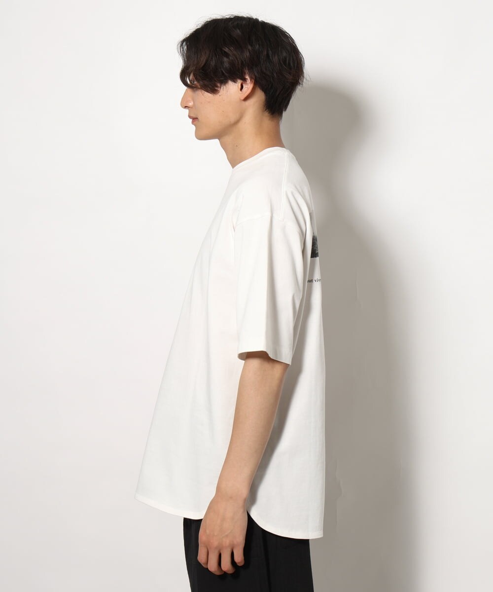 KHKGV33044 a.v.v MEN(アー・ヴェ・ヴェ) 【接触冷感】PARISフォト バックプリントロングシルエットTシャツ ホワイト