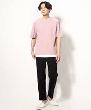 KHKGV35044 a.v.v MEN(アー・ヴェ・ヴェ) 【2点セット/接触冷感】ライトワッフルTシャツ ネイビー