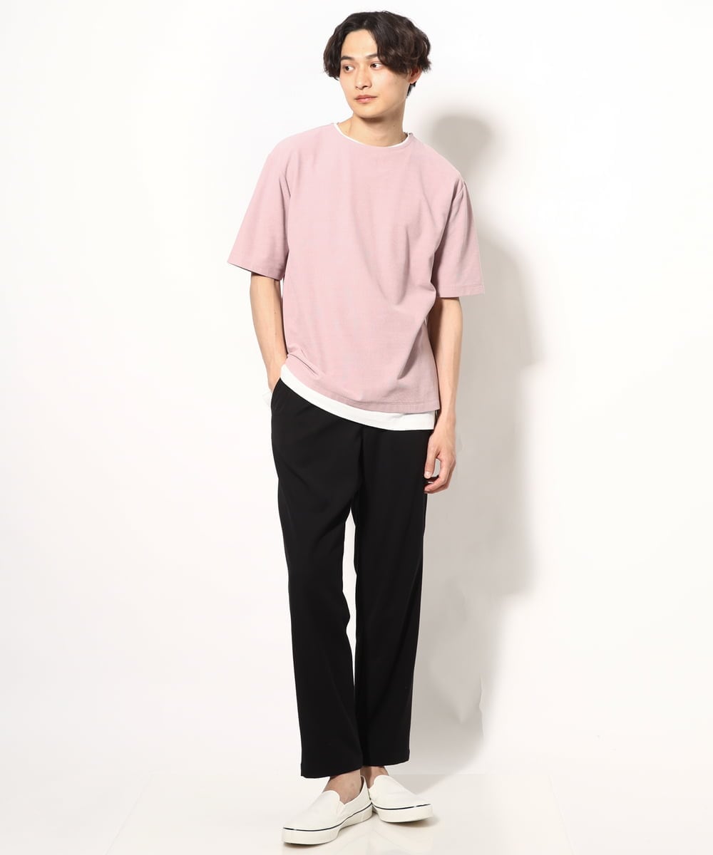 KHKGV35044 a.v.v MEN(アー・ヴェ・ヴェ) 【2点セット/接触冷感】ライトワッフルTシャツ ネイビー