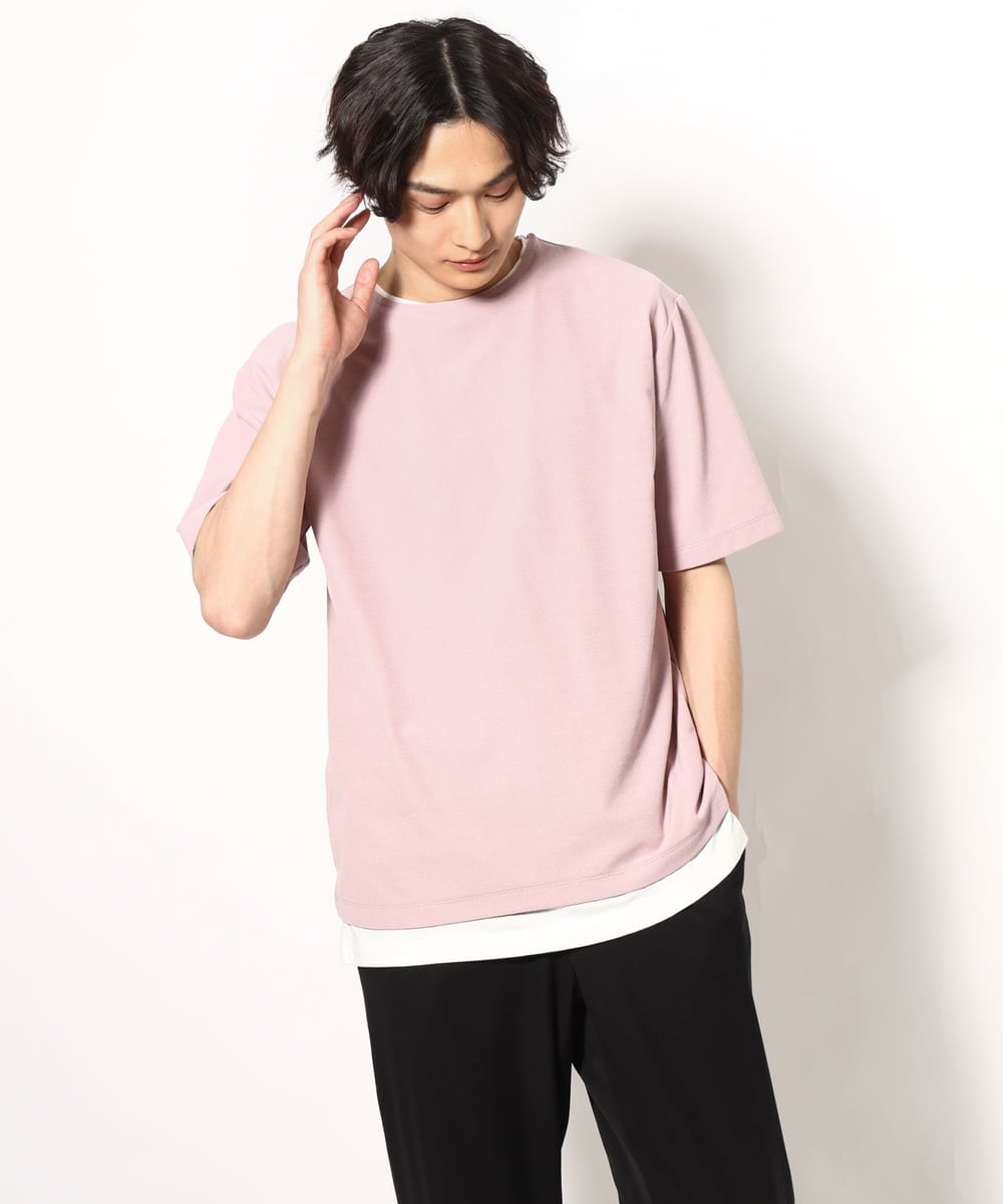 KHKGV35044 a.v.v MEN(アー・ヴェ・ヴェ) 【2点セット/接触冷感】ライトワッフルTシャツ ネイビー