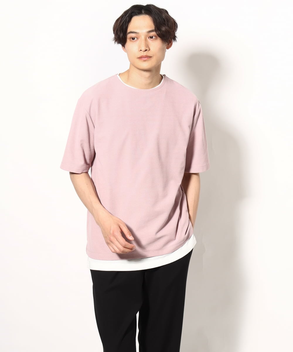 KHKGV35044 a.v.v MEN(アー・ヴェ・ヴェ) 【2点セット/接触冷感】ライトワッフルTシャツ ネイビー