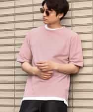 KHKGV35044 a.v.v MEN(アー・ヴェ・ヴェ) 【2点セット/接触冷感】ライトワッフルTシャツ ピンク