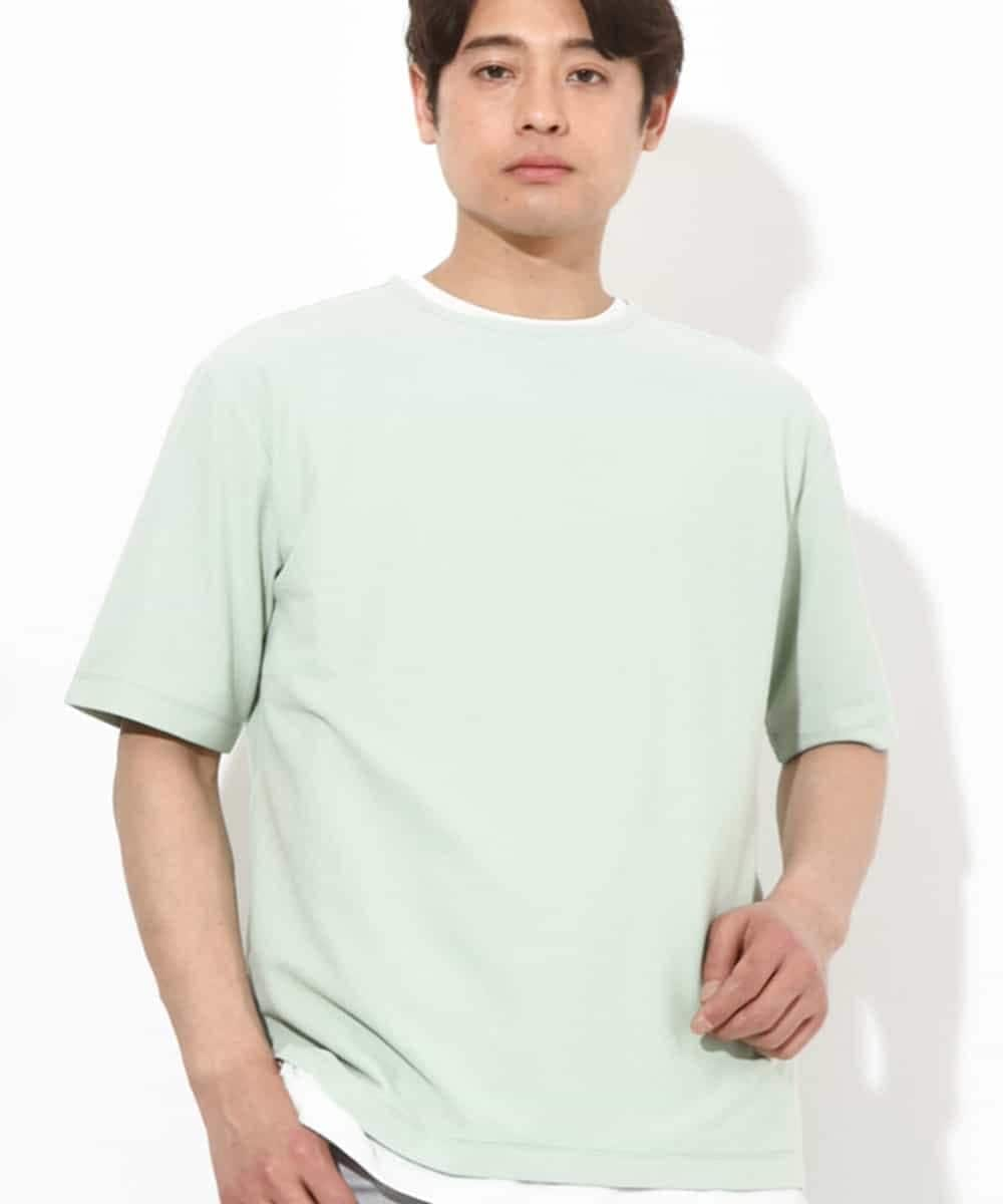 KHKGV35044 a.v.v MEN(アー・ヴェ・ヴェ) 【カットソー+インナーの２点セット】ライトワッフルTシャツ ライトグリーン